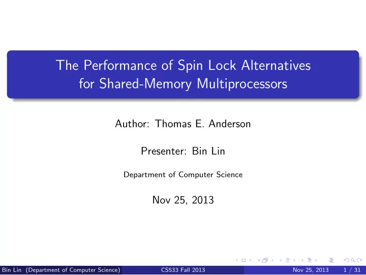 the performance of spin lock alternatives for shared