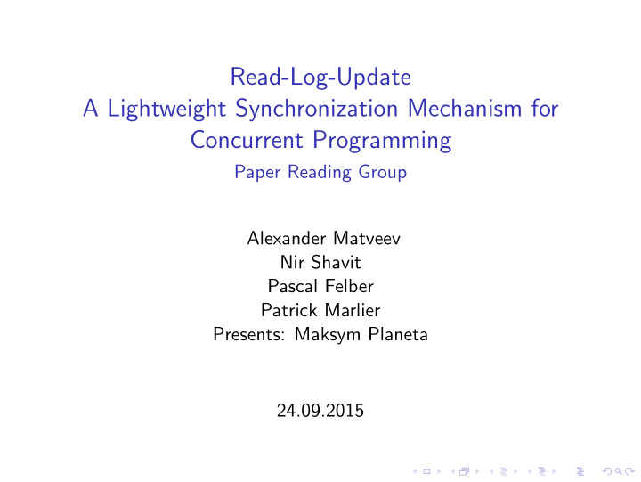 read log update a lightweight synchronization mechanism