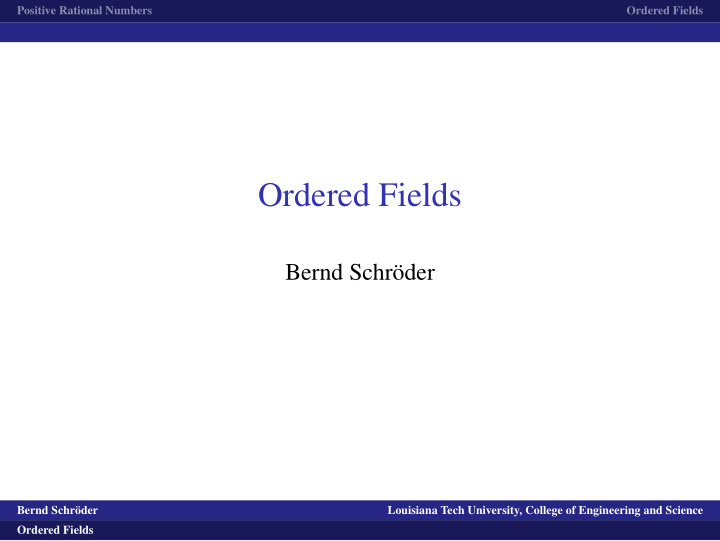 ordered fields