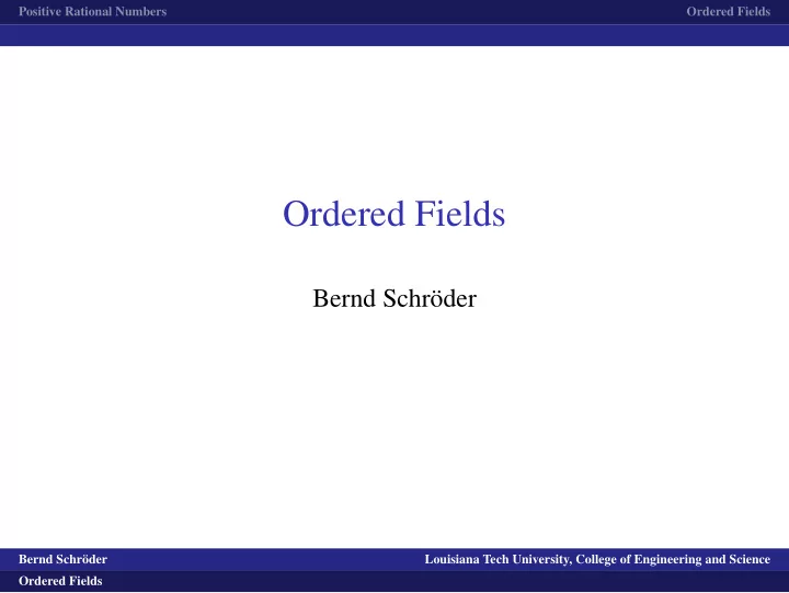 ordered fields