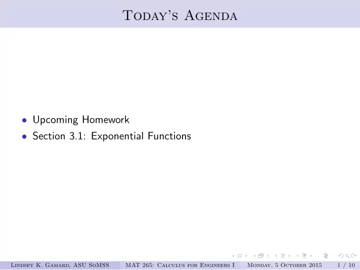 today s agenda