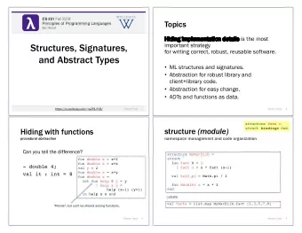 CS 251 Fall 2019 CS 251 Fall 2019  Topics  Principles of Programming Languages  Principles