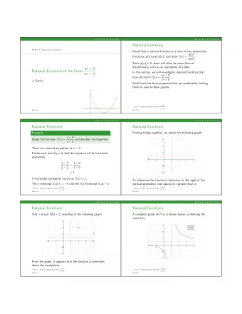 Rational Functions  MHF4U: Advanced Functions  Recall that a rational function is a ratio of two