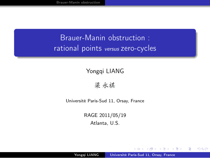 brauer manin obstruction rational points versus zero