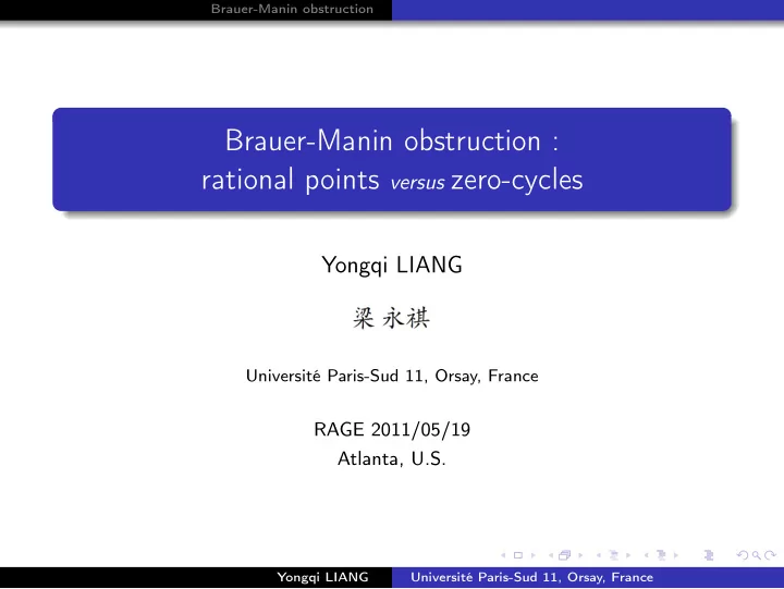 brauer manin obstruction rational points versus zero