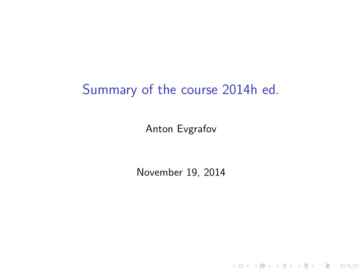 summary of the course 2014h ed