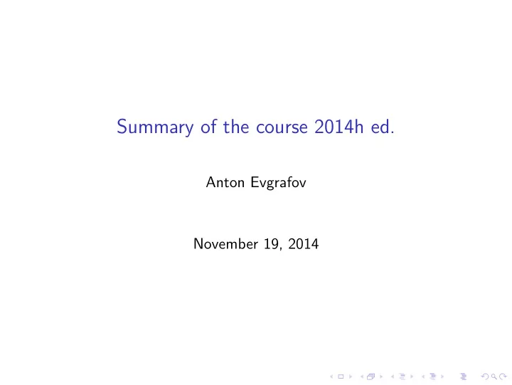 summary of the course 2014h ed