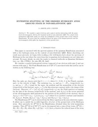 HYPERFINE SPLITTING OF THE DRESSED HYDROGEN ATOM  GROUND STATE IN NON-RELATIVISTIC QED  L. AMOUR