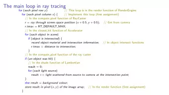 The main loop in ray tracing for ( each pixel row y )  // This loop is in the render function of