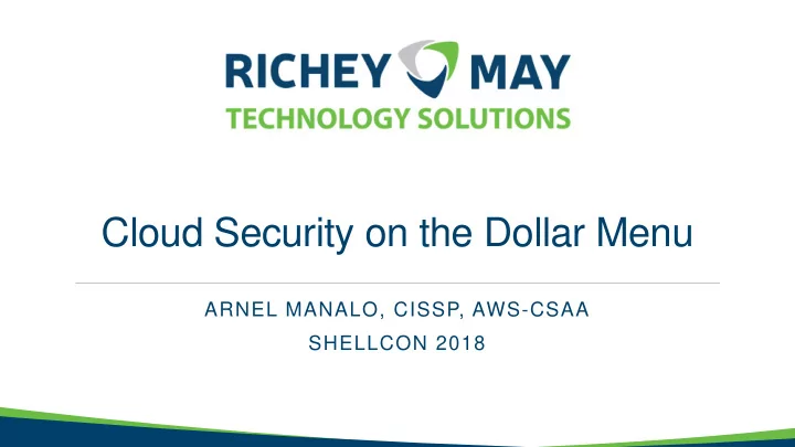 cloud security on the dollar menu