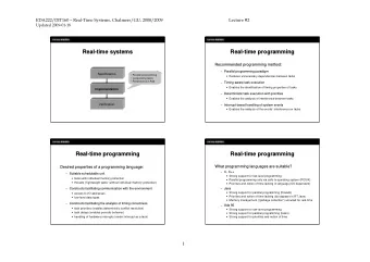 Real-  Real  -time systems  time systems  Real-  Real  -time programming  time programming
