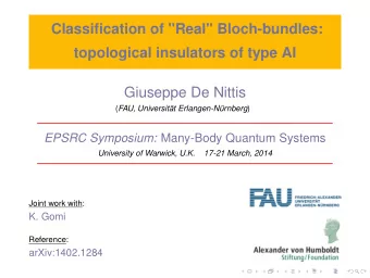 Classification of &quot;Real&quot; Bloch-bundles:  topological insulators of type AI  Giuseppe De