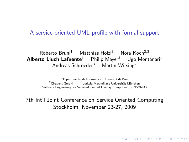 a service oriented uml profile with formal support