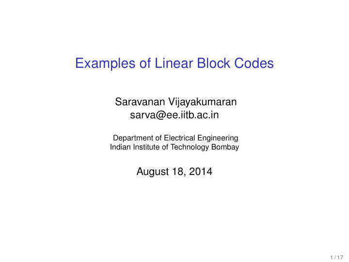 examples of linear block codes