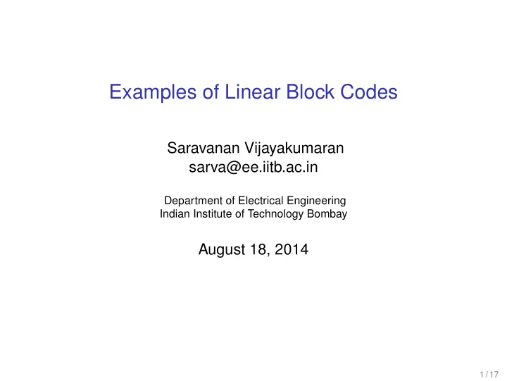 examples of linear block codes