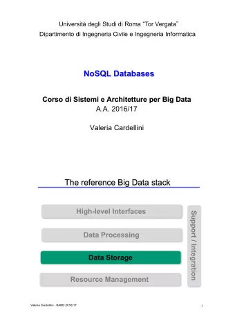NoSQL Databases  Corso di Sistemi e Architetture per Big Data  A.A. 2016/17  Valeria Cardellini