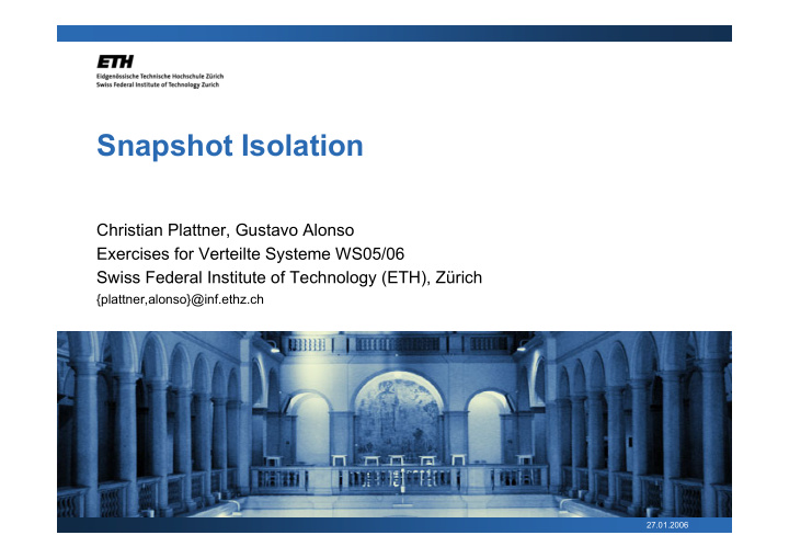 snapshot isolation