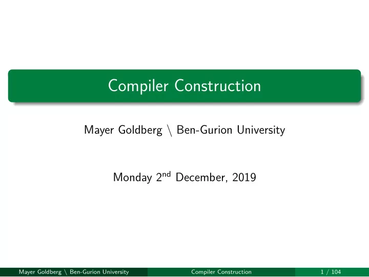 compiler construction