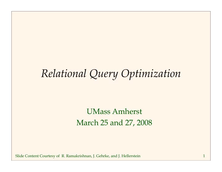 relational query optimization