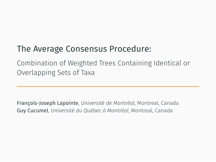 the average consensus procedure