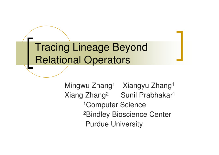 tracing lineage beyond relational operators