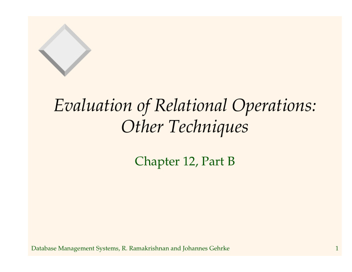 evaluation of relational operations other techniques