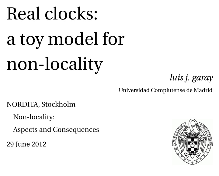 real clocks a toy model for non locality