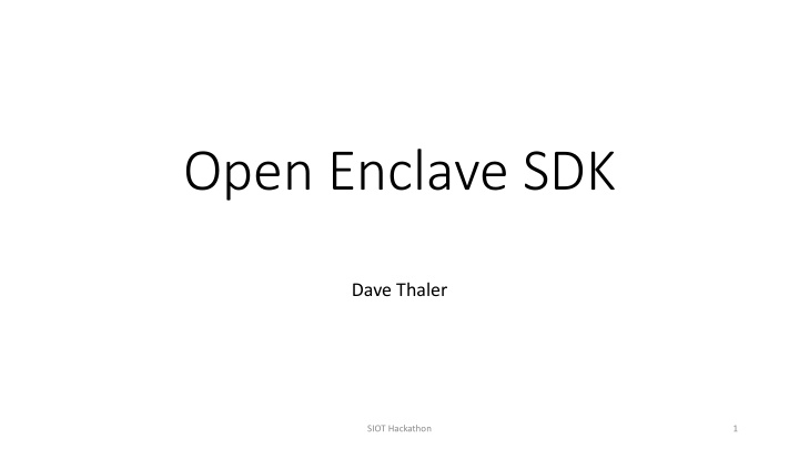 open enclave sdk