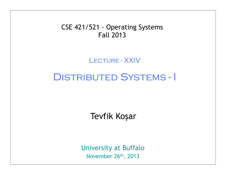 distributed systems i