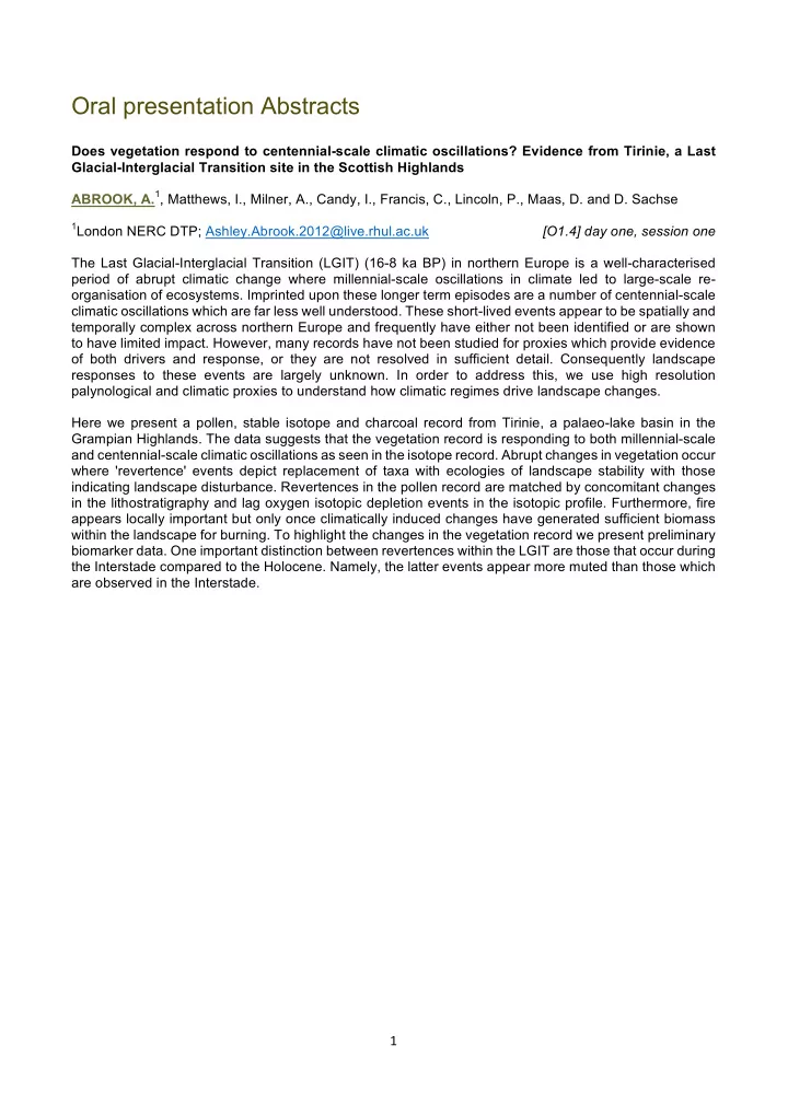 oral presentation abstracts