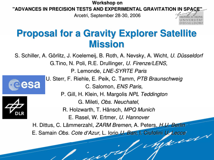 proposal for a gravity explorer satellite proposal for a