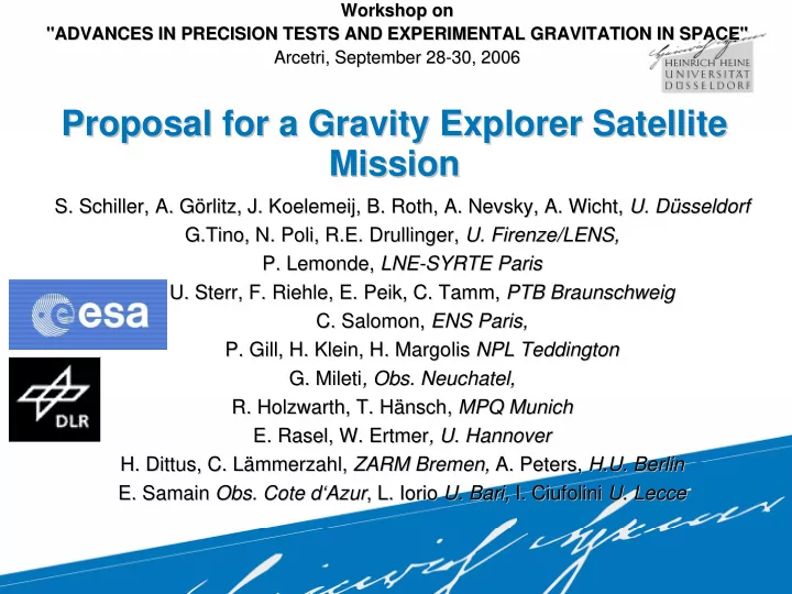 proposal for a gravity explorer satellite proposal for a