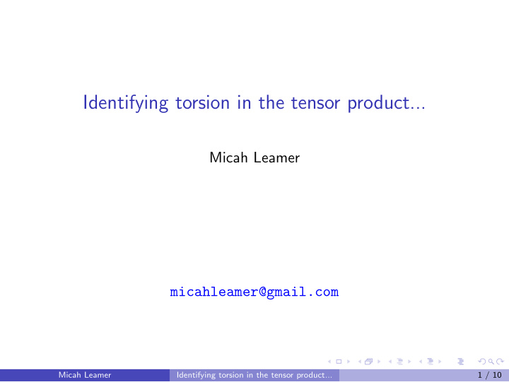 identifying torsion in the tensor product