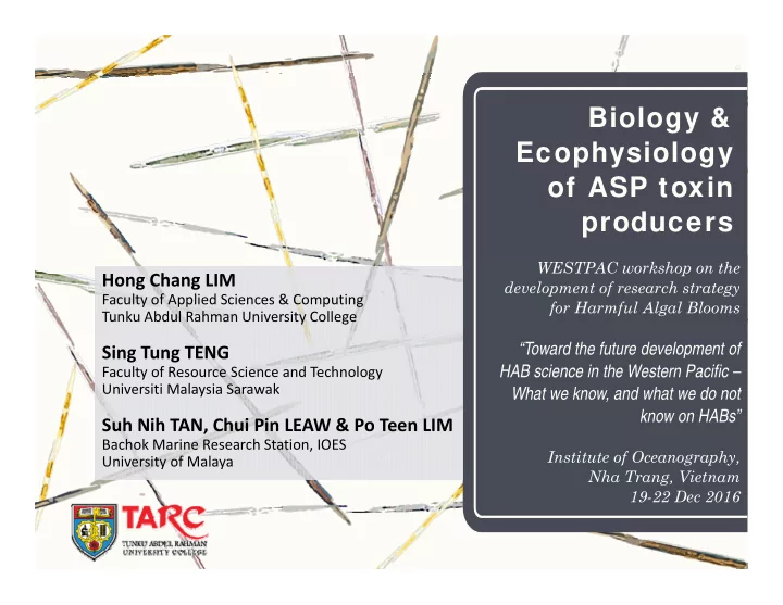 biology amp ecophysiology of asp toxin producers