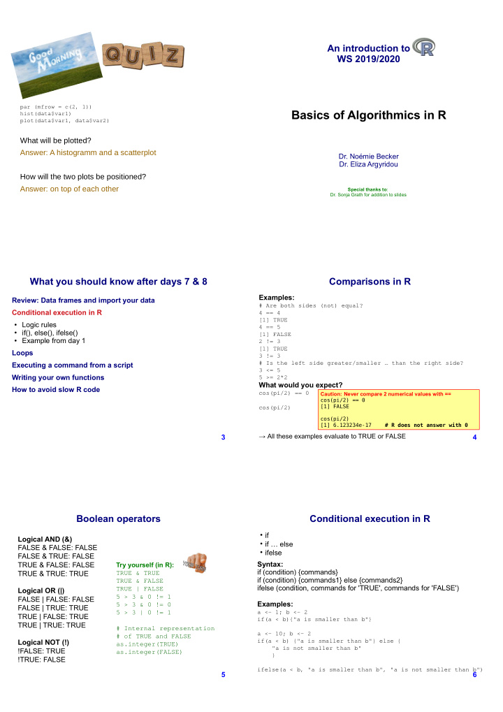 basics of algorithmics in r