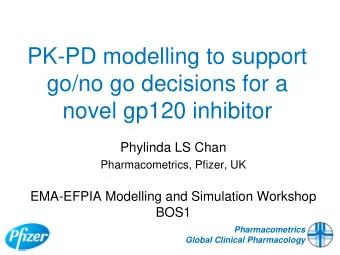 PK-PD modelling to support  go/no go decisions for a  novel gp120 inhibitor  Phylinda LS Chan
