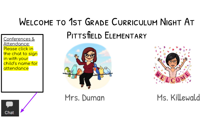 welcome to 1st grade curriculum night at