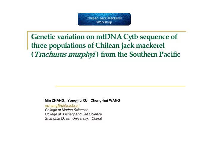 genetic variation on mtdna cytb sequence of three