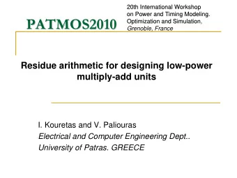 PATMOS2010  PATMOS2010  Optimization and Simulation  Optimization and Simulation,  Grenoble, France