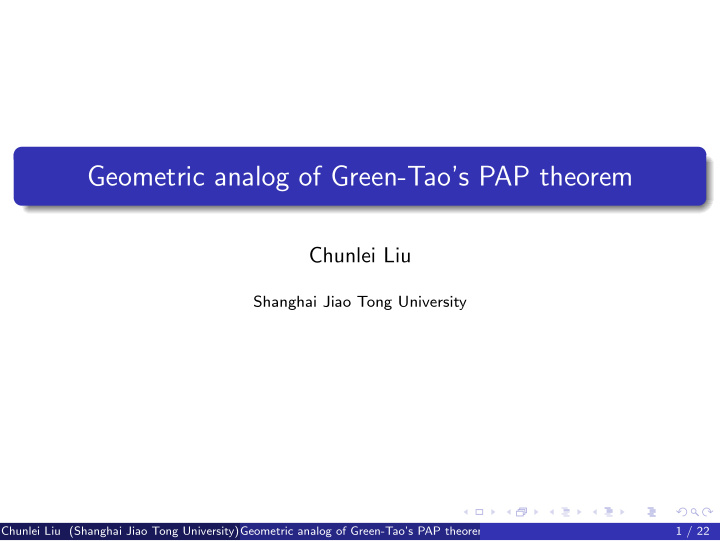 geometric analog of green tao s pap theorem