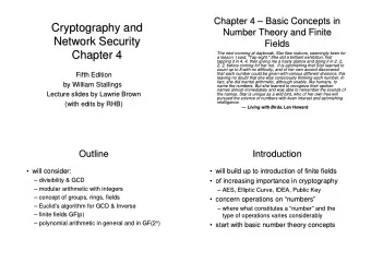 Cryptography and  Cryptography and  Number Theory and Finite  Number Theory and Finite  Network