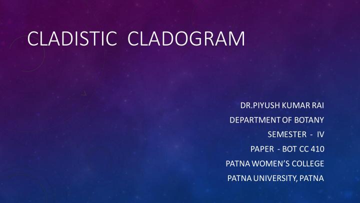 cladistic cladogram
