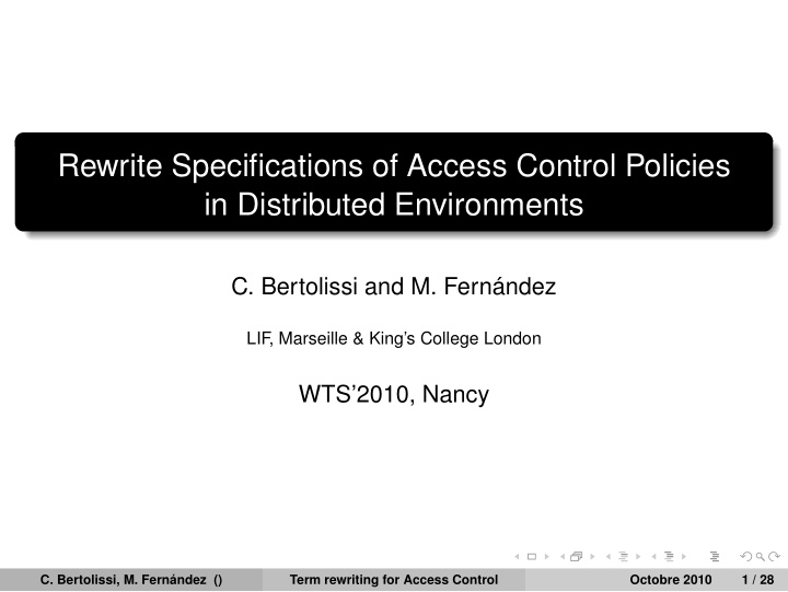 rewrite specifications of access control policies in
