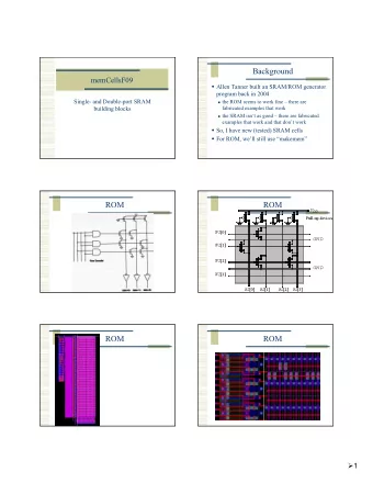 Background  memCellsF09  Allen Tanner built an SRAM/ROM generator  program back in 2004  Single-