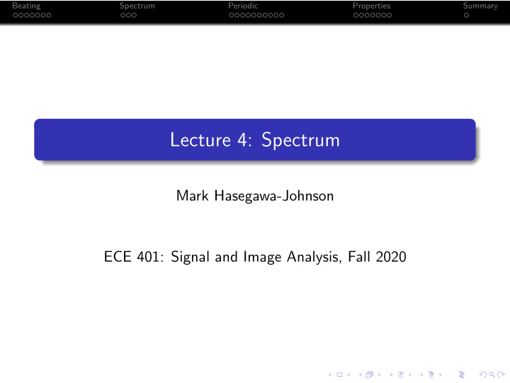 lecture 4 spectrum