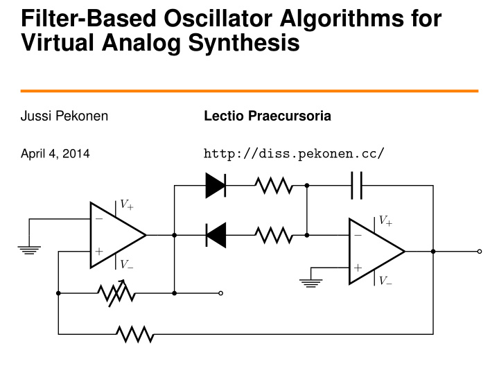 filter based oscillator algorithms for virtual analog