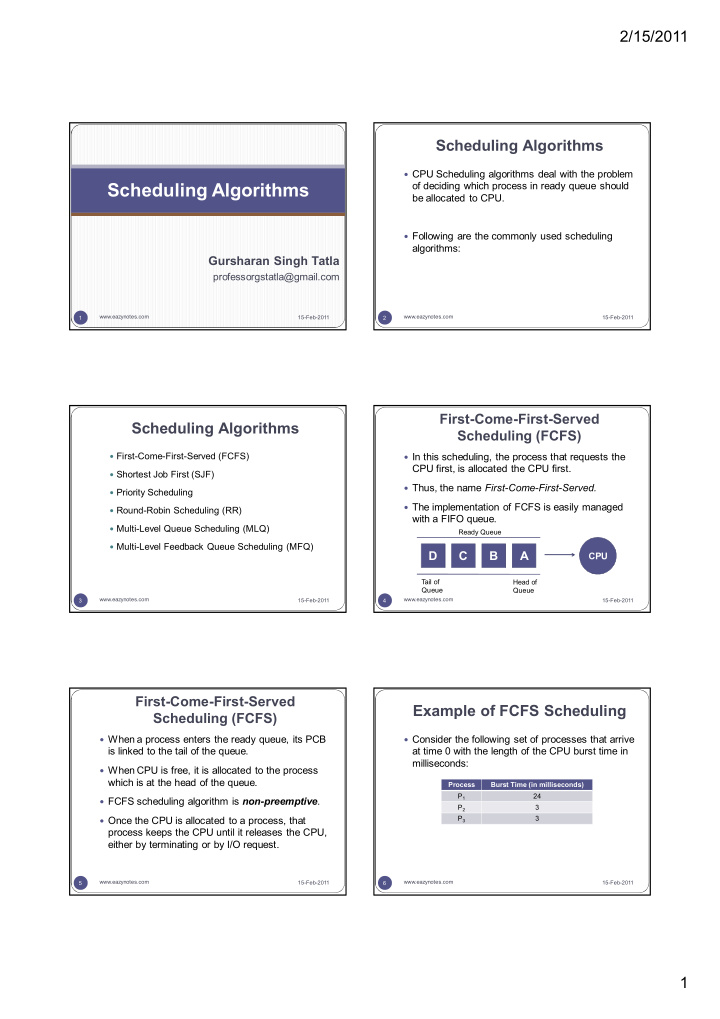 scheduling algorithms