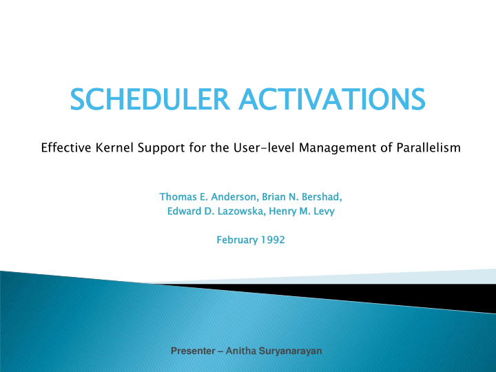 sc scheduler heduler ac acti tivations vations