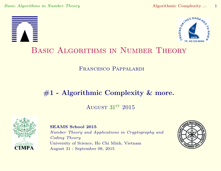 basic algorithms in number theory