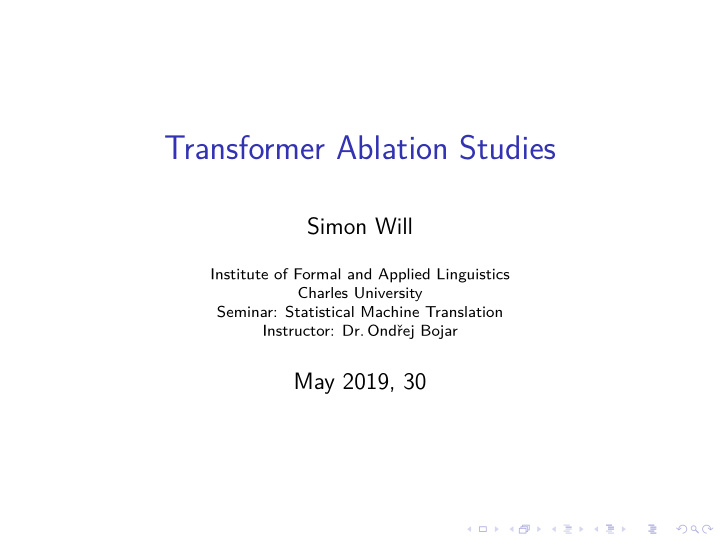 transformer ablation studies
